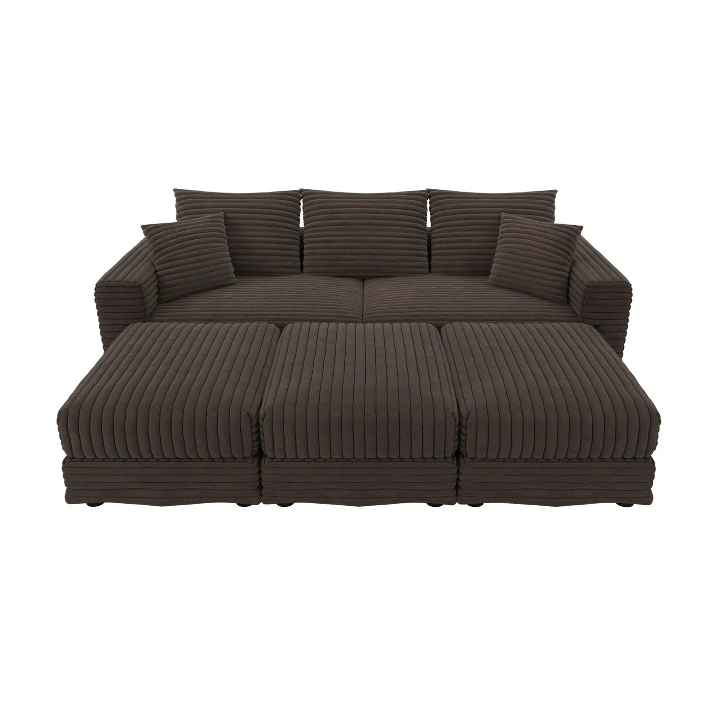 Deep Seat Convertible Sofa With Soft Pillows And Ottomans by HouseOfZazla