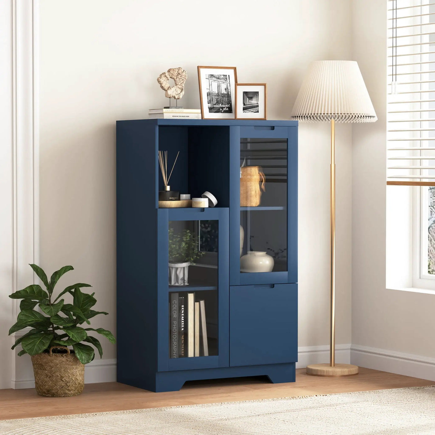 Modern Cabinet With Glass Doors And Drawer by Unique Piece Furniture
