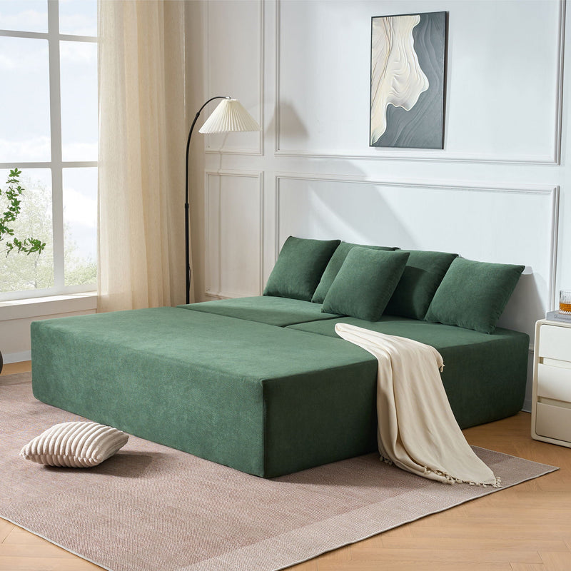 Modular L-Shaped Sectional Sofa With Deep Seat, Movable Chaise & 5 Pillows by HouseOfZazla