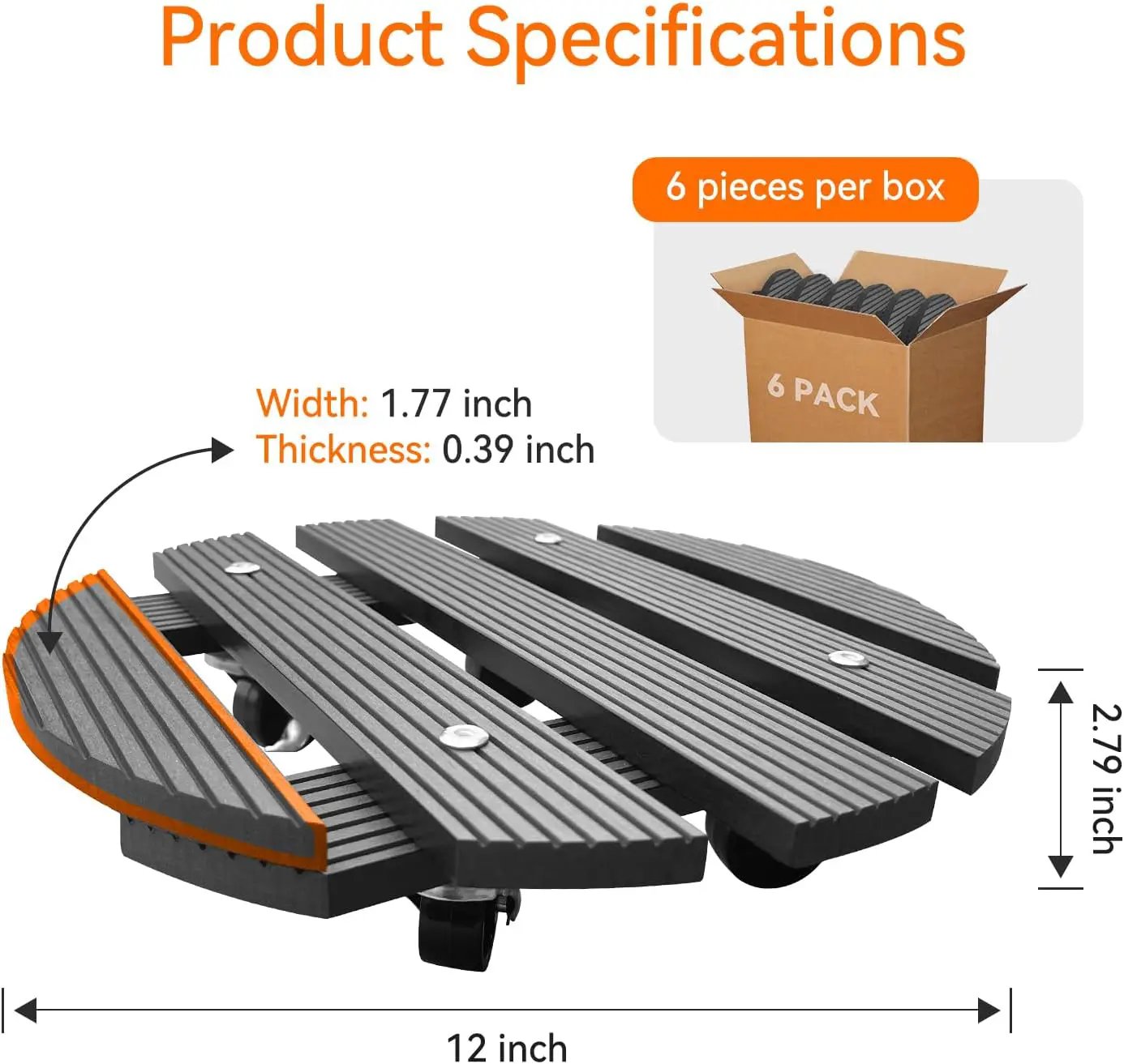 6-Pack 12" Round Plant Stand with 360° Lockable Caster Wheels by HouseOfZazla