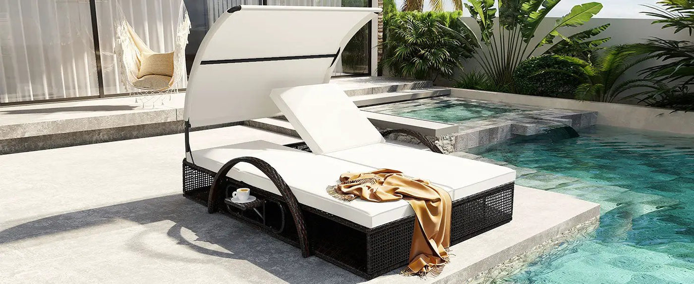 U_STYLE Outdoor Steel Frame Sun Lounger with Adjustable Backrest by HouseOfZazla