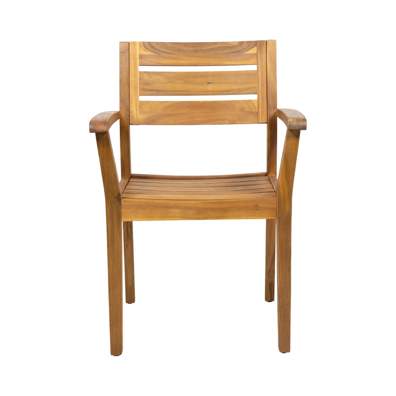 Stamford Dining Chairs Set of 2, Acacia Wood Patio Armchair by HouseOfZazla