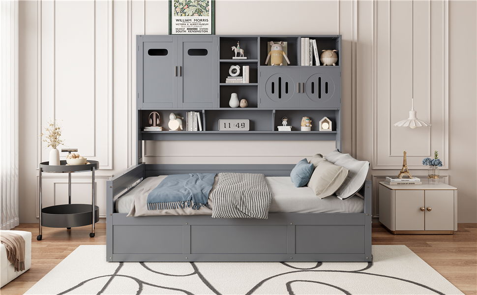 Daybed With All-In-One Cabinet And Shelf by HouseOfZazla