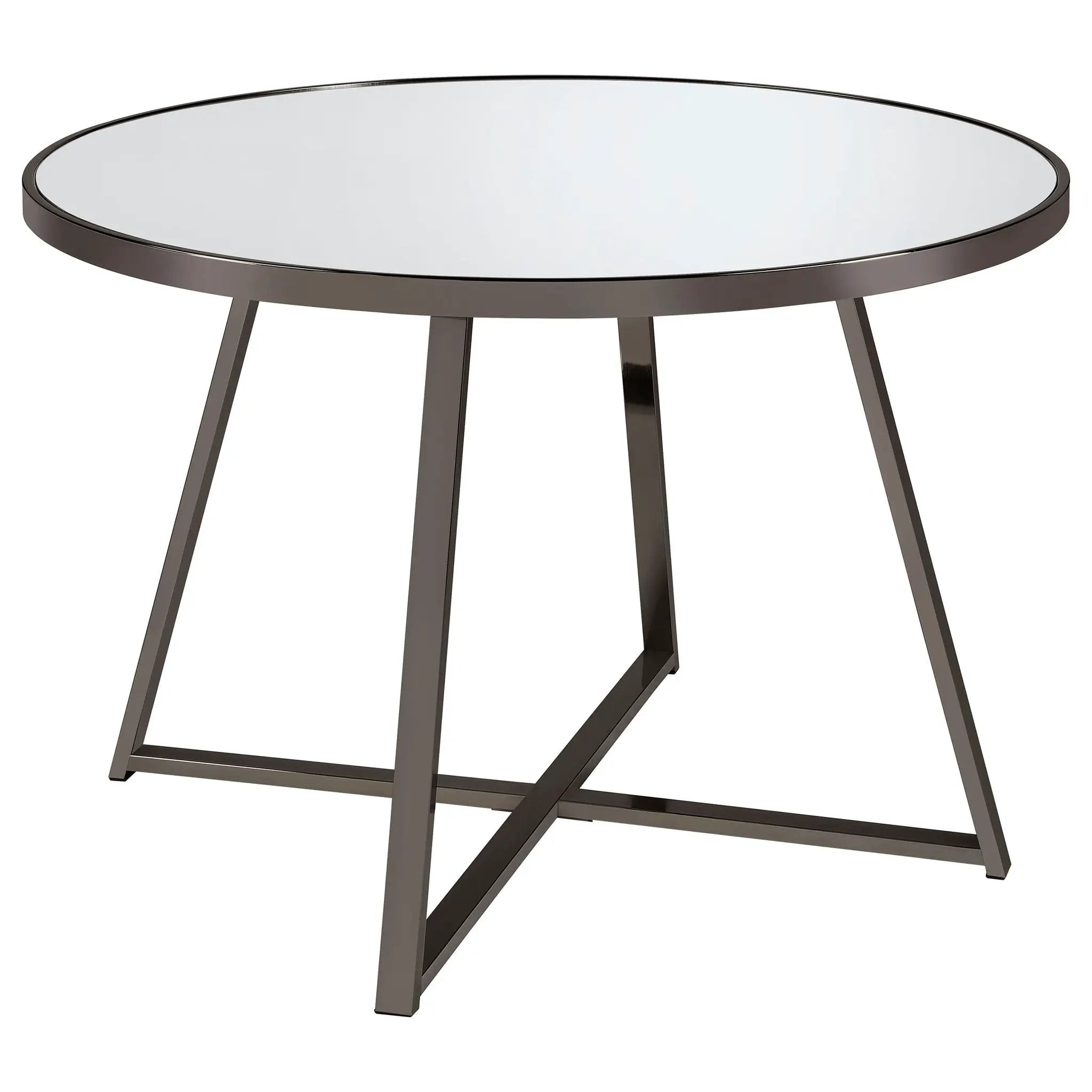 Jillian Round 45-inch Mirror Top Dining Table Black Nickel by Unique Piece Furniture