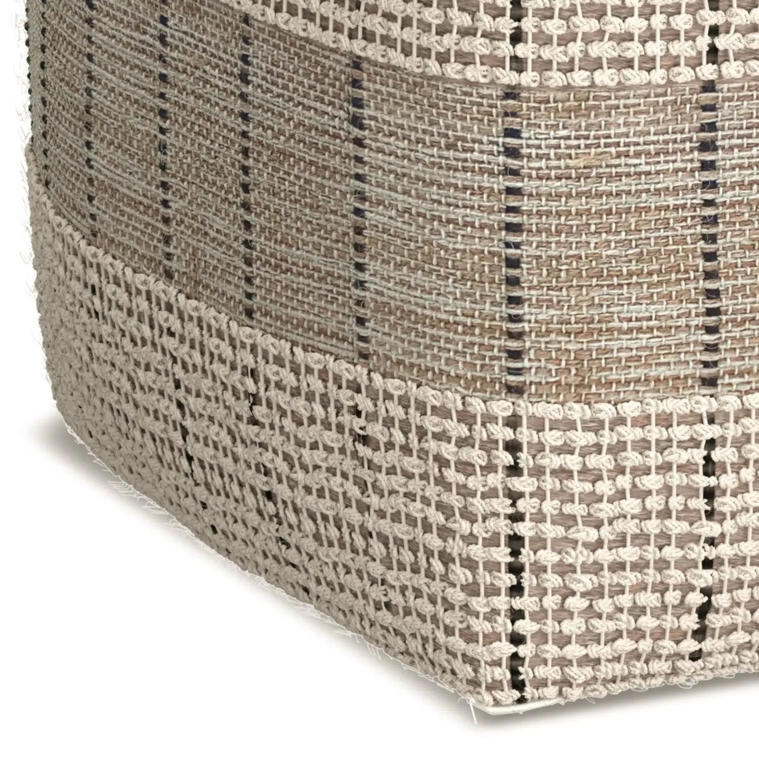 Elmer - Square Woven Pouf - Natural / Gray by HouseOfZazla