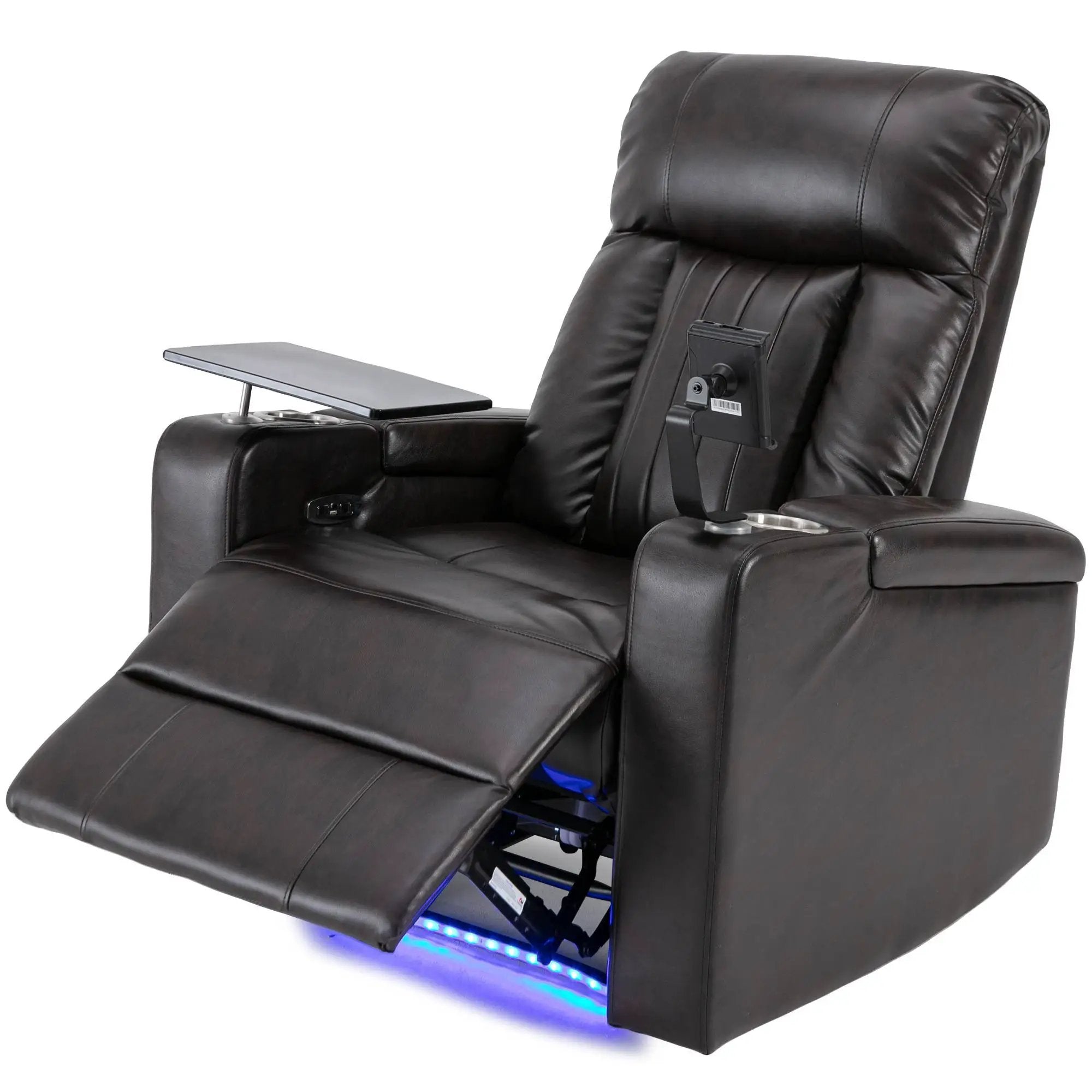 Power Recliner With Storage Arms, Cupholders, Swivel Tray Table And Cell Phone Stand - Brown by HouseOfZazla