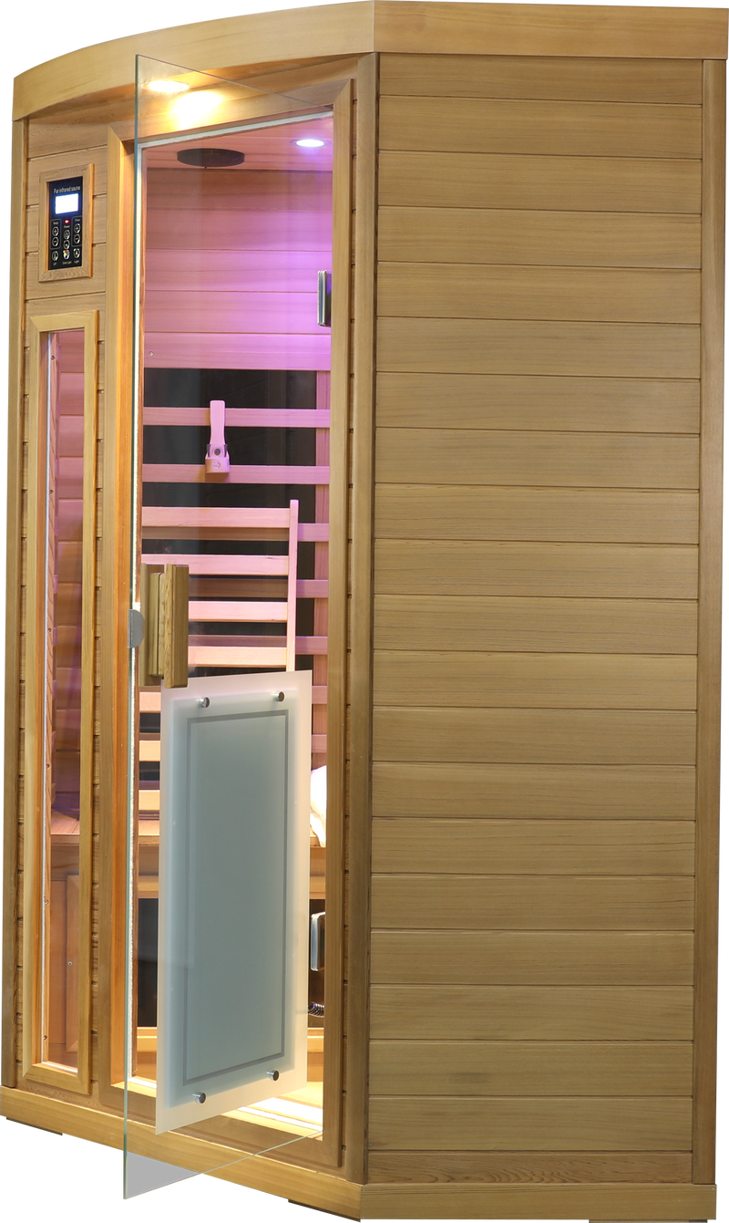 Low EMF Two person Far-infrared Red cedar Deluxe indoor pentagonal sauna room by HouseOfZazla