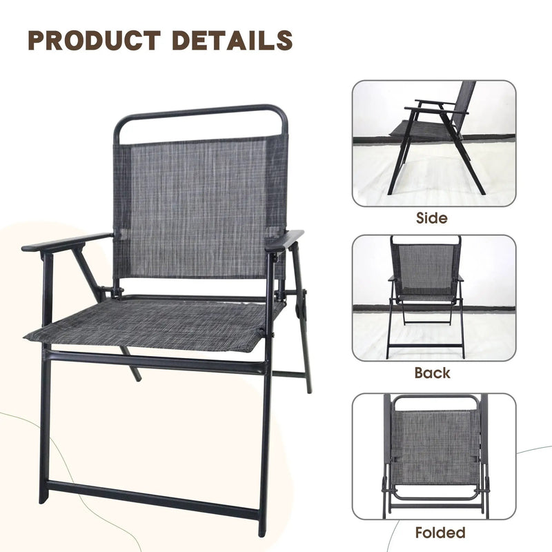 Outdoor Patio Dining Set For 4 People, Metal Patio Furniture Table And Chair Set With Umbrella - Black by Unique Piece Furniture