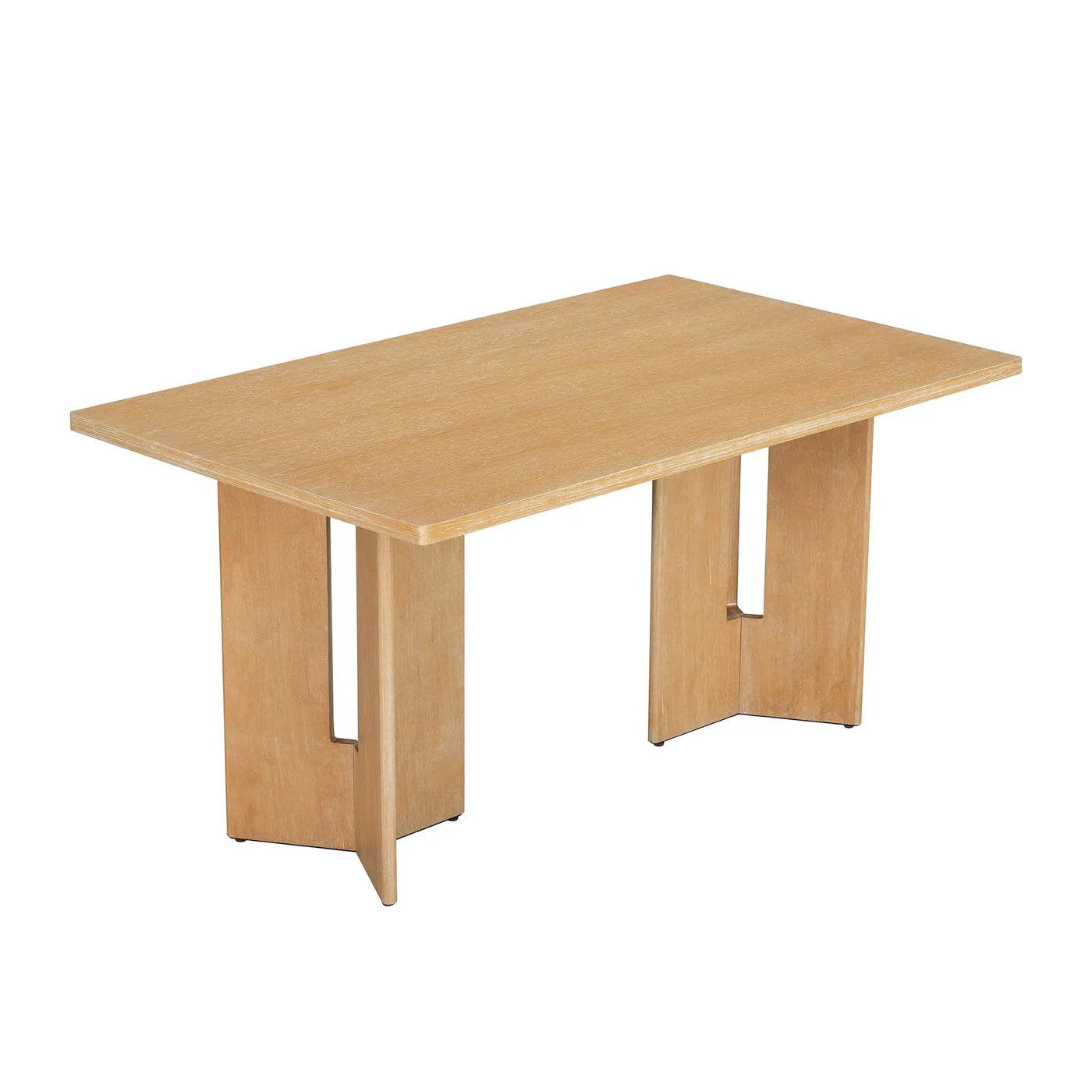 Dining Table Set With 6 Upholstered Chairs, Rectangular Table With Cutout Legs by HouseOfZazla