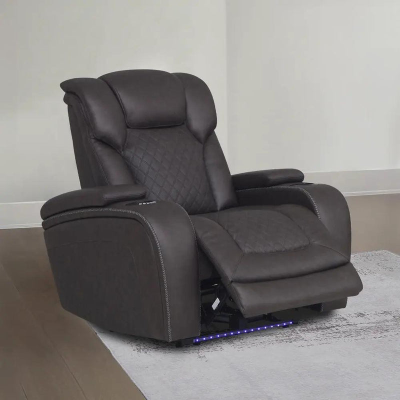 Wendell - Power Motion Recliner With Storage, USB & LED - Dark Gray by Unique Piece Furniture