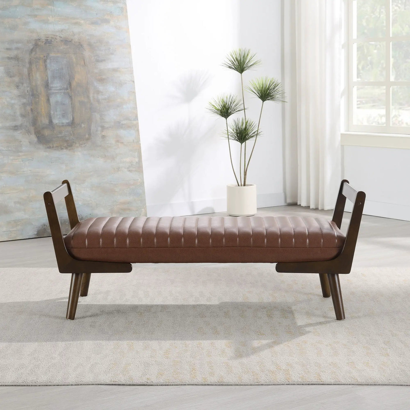 Mid-Century Bench With Wood Legs by HouseOfZazla