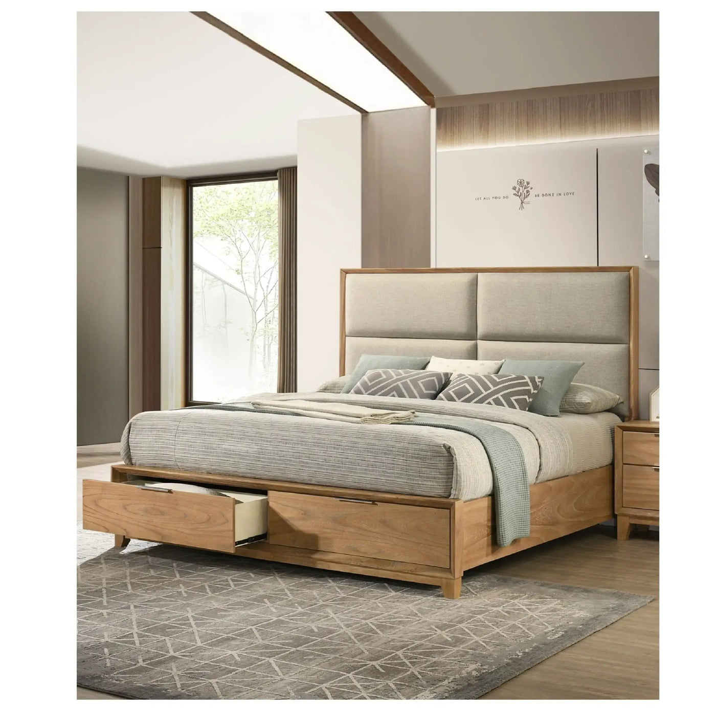 Contemporary Storage Platform Bed With Ultra Plush Headboard by HouseOfZazla