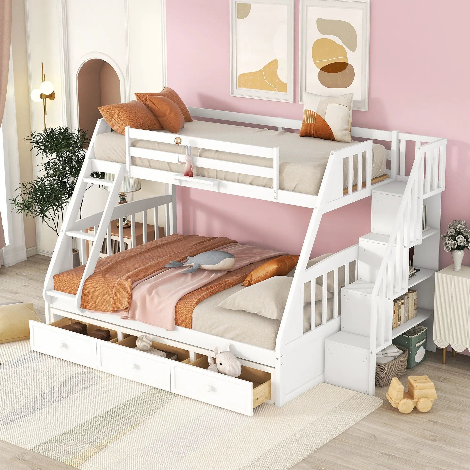 Bunk Bed With Drawers, Ladder And Storage Staircase by HouseOfZazla