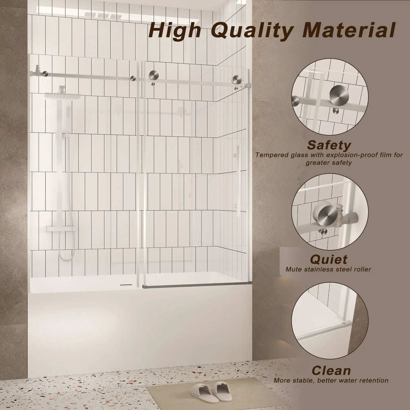 Frameless Shower Door, Smooth Sliding Tracks by HouseOfZazla