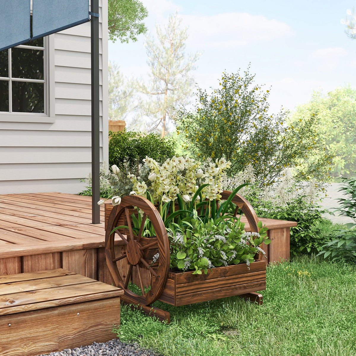 3-Tier Raised Garden Bed Planter with Drainage - Natural Wood, photo 3 of 10