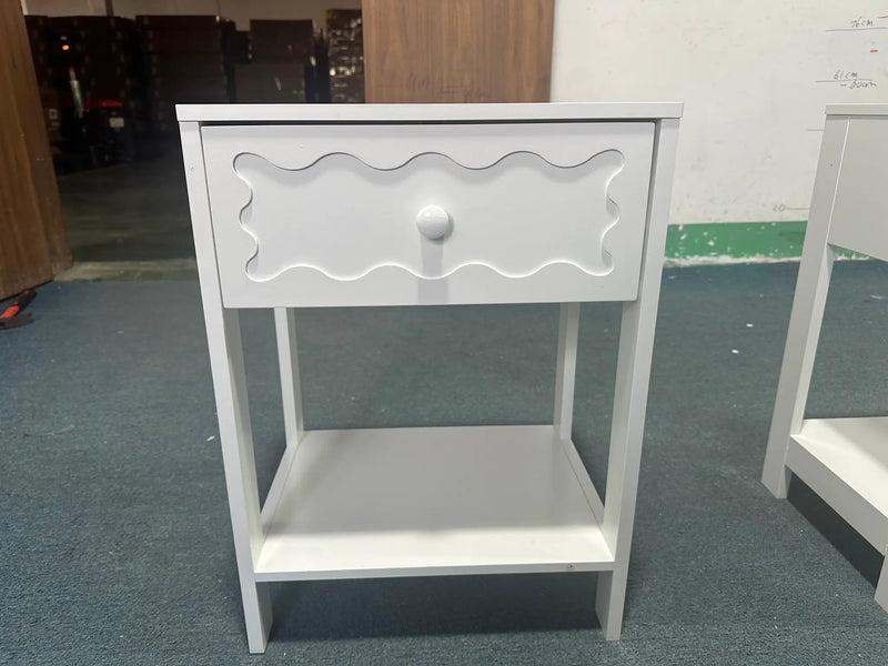 Modern White Nightstand with Drawer and Open Shelf by HouseOfZazla