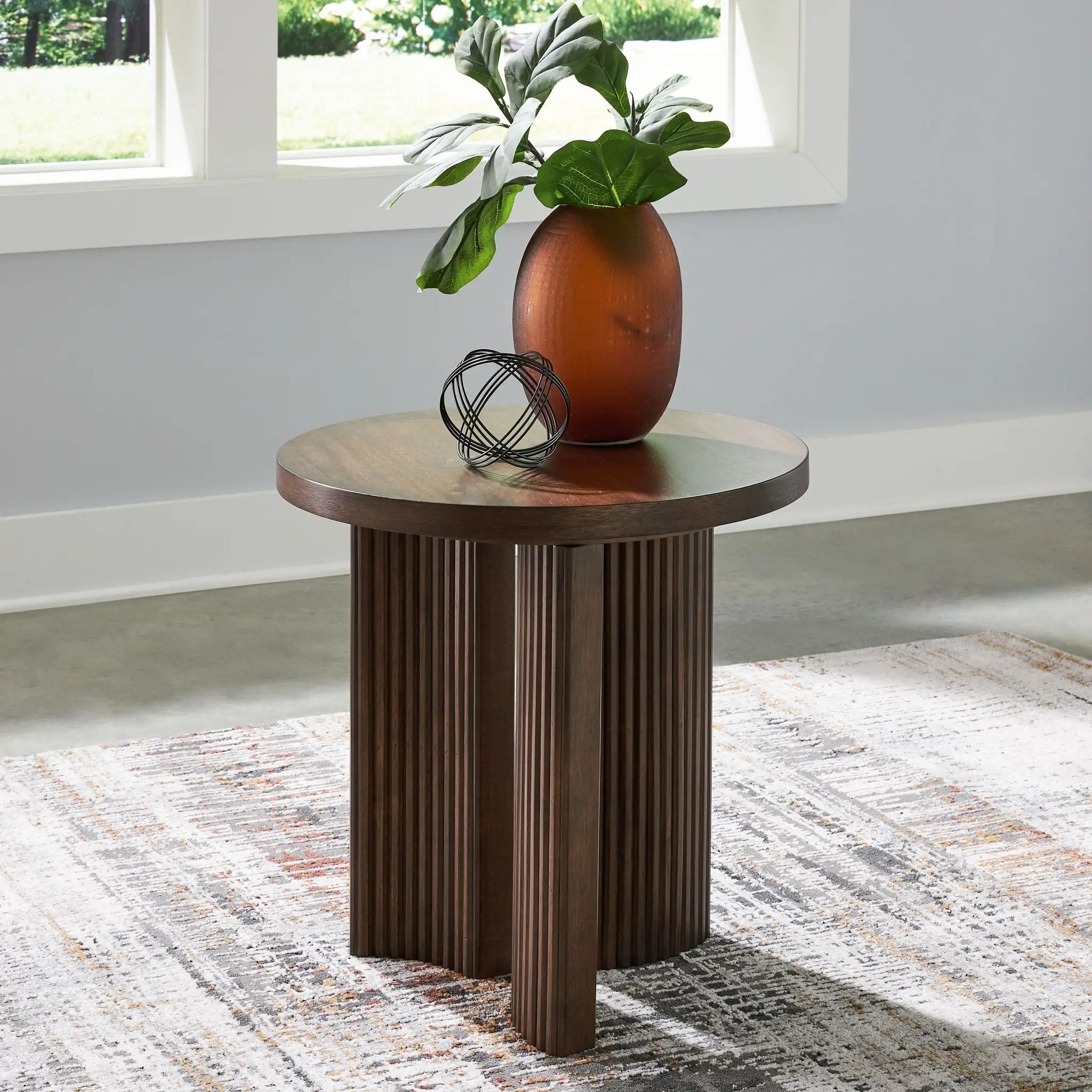 Korestone - Round End Table - Dark Brown by Unique Piece Furniture