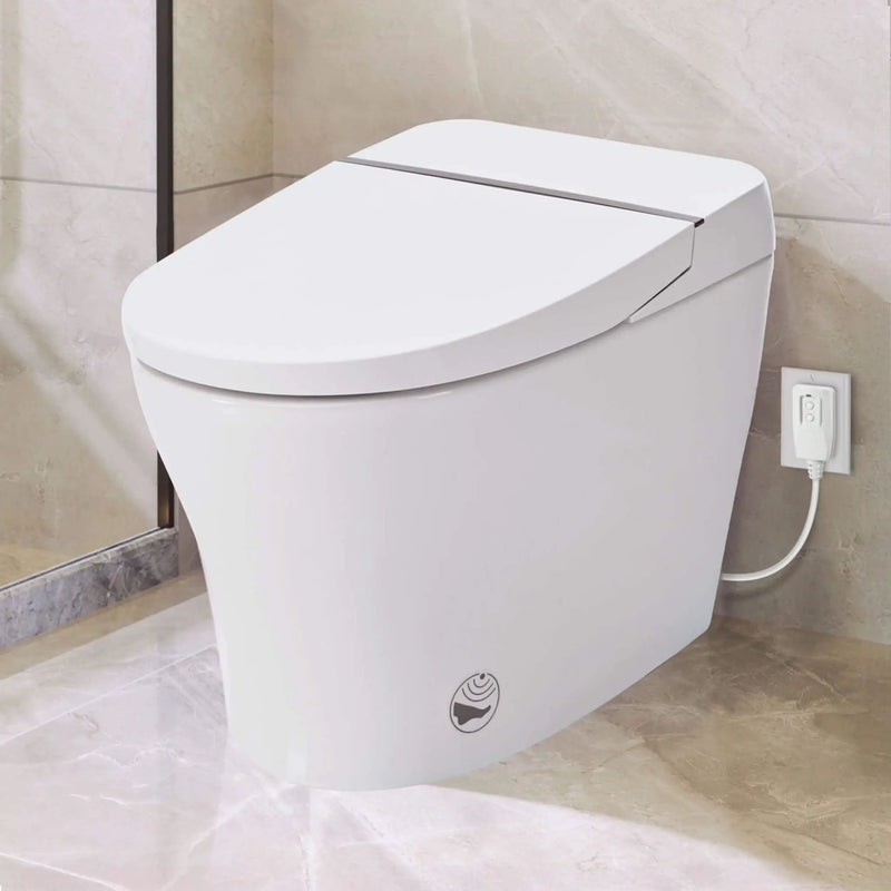 Nuvia 1/1.28 GPF Smart Compact Dual Flush Tankless Toilet Bidet Combo With Self-Cleaning Nozzle And Foot Sensor Flush (SAK58021) by SAKSBY WHOLESALE
