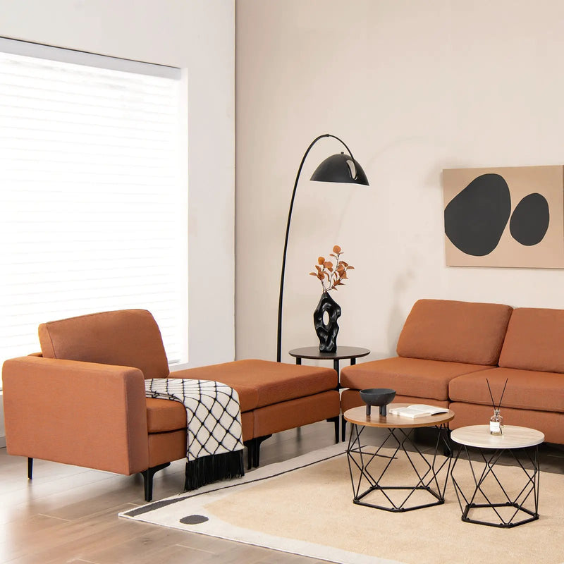 3-Seat Sectional Sofa Couch with Armrest Magazine Pocket and Metal Leg by DirectDeals