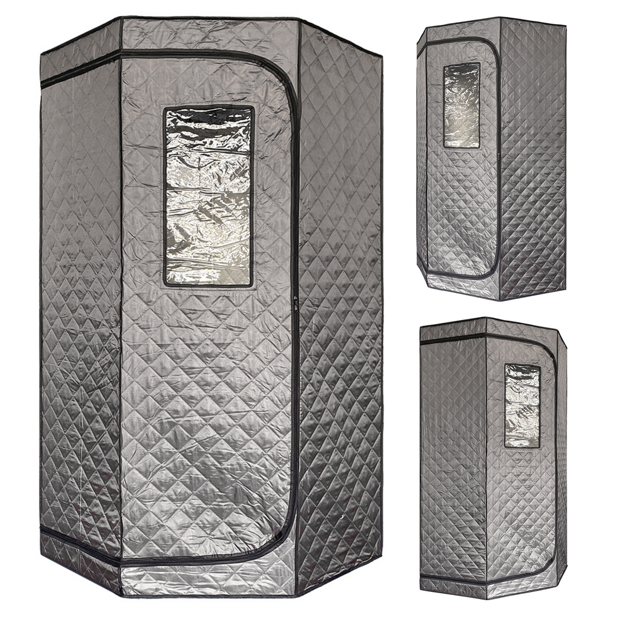 Blisspod | Portable | Personal Full Body 60 Min Rapid Steam Sauna | Pentagonal | Grey | Powerful 1600 Watts | 3.6L Stronger Steamer | 90X90X190cm