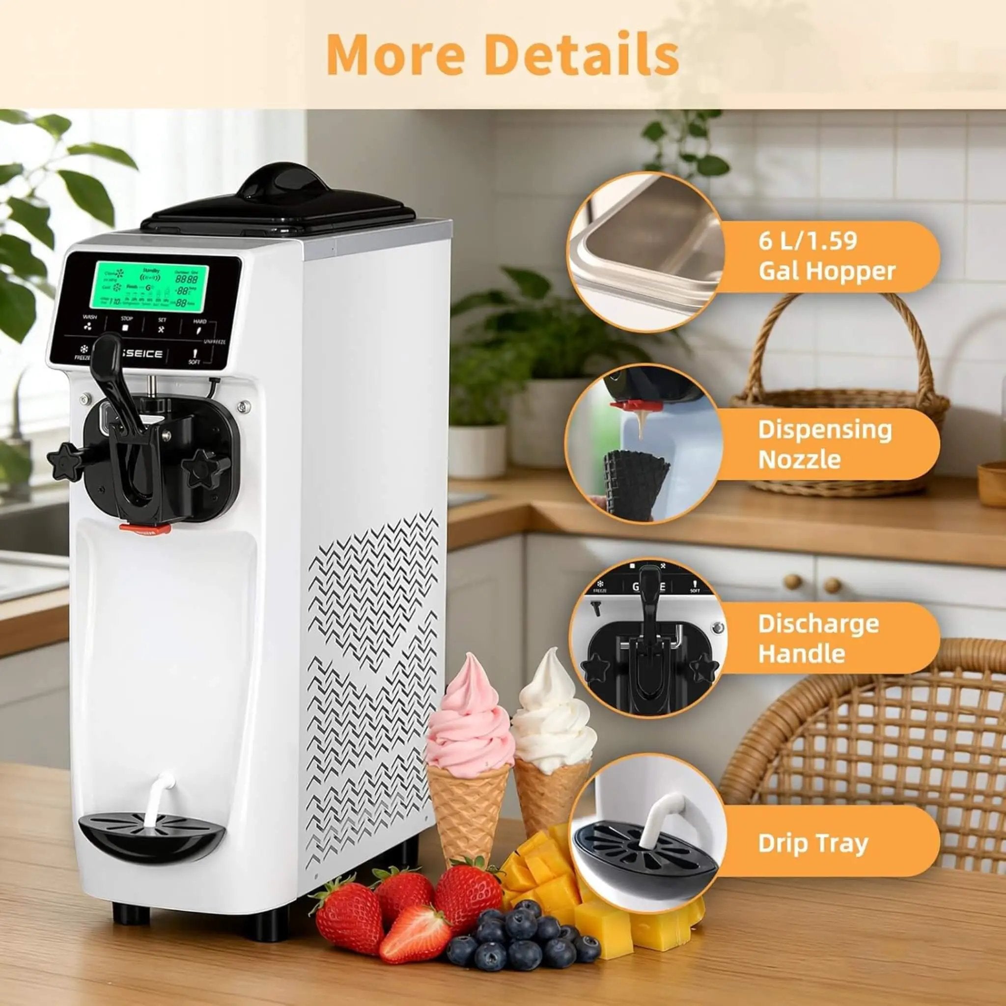1.6-Gal Single-Flavor Soft Serve Ice Cream Maker With Pre Cool (SAK96024) by SAKSBY WHOLESALE