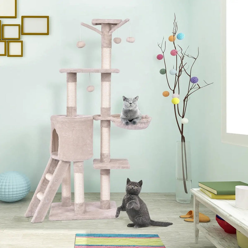 56 Inch Condo Scratching Posts Ladder Cat Play Tree by DirectDeals