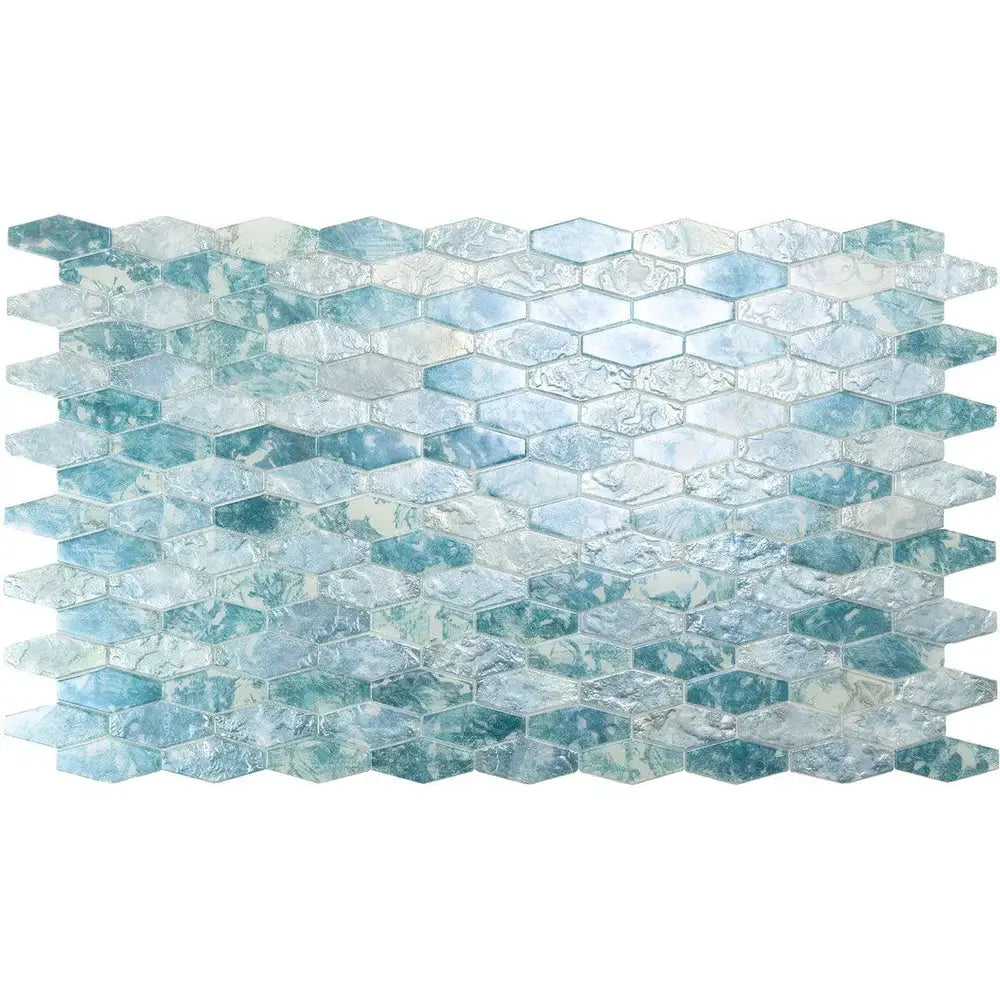 Aqua 11x12 Matte Elongated Hexagon Glass Mosaic Tile (10 pack, 8.6 sq ft/case) by Apollo Tile