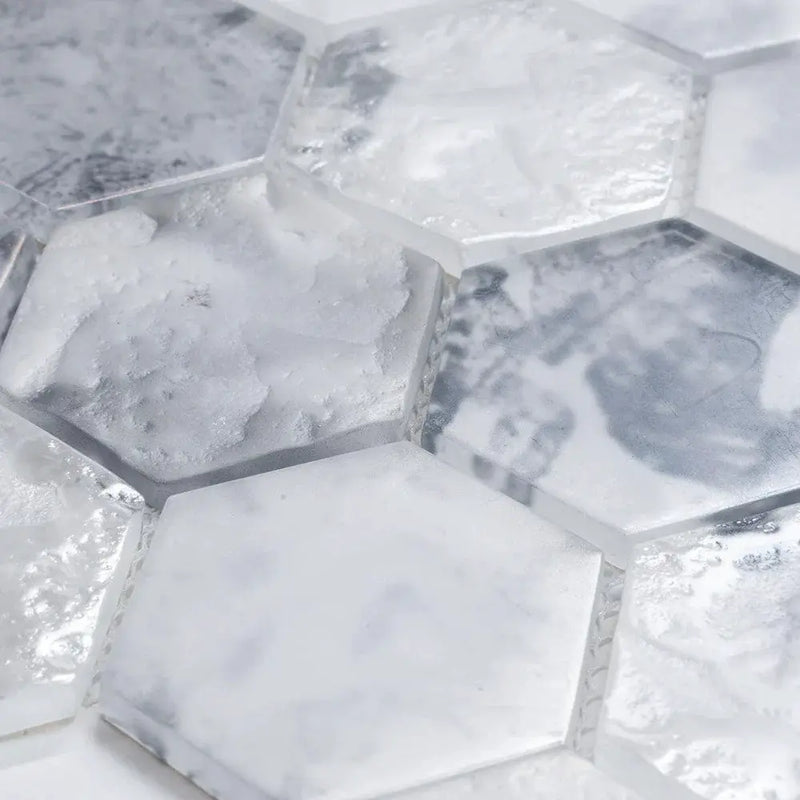 White 12x12 Matte Hexagon Glass Mosaic Tile (10 pack, 9.6 sq ft/case) by Apollo Tile