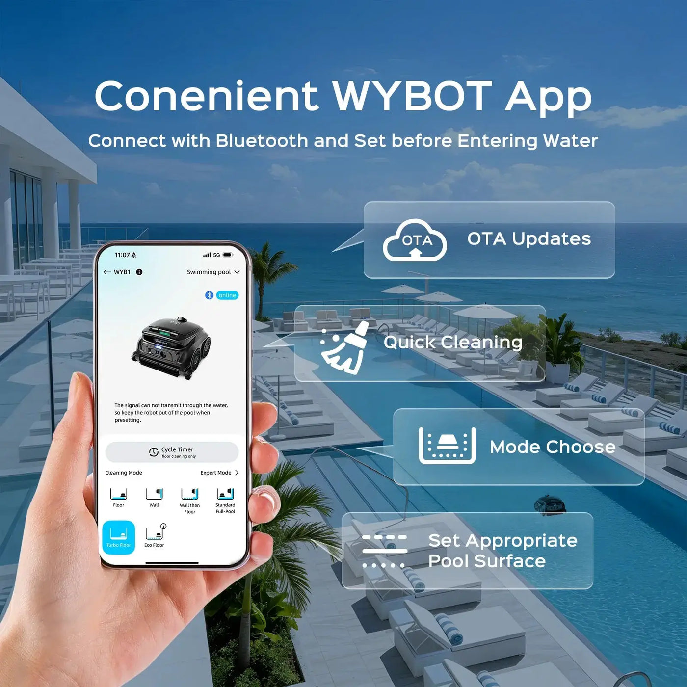 WYBOT B1 Cordless Robotic Pool Cleaner by WYBOT