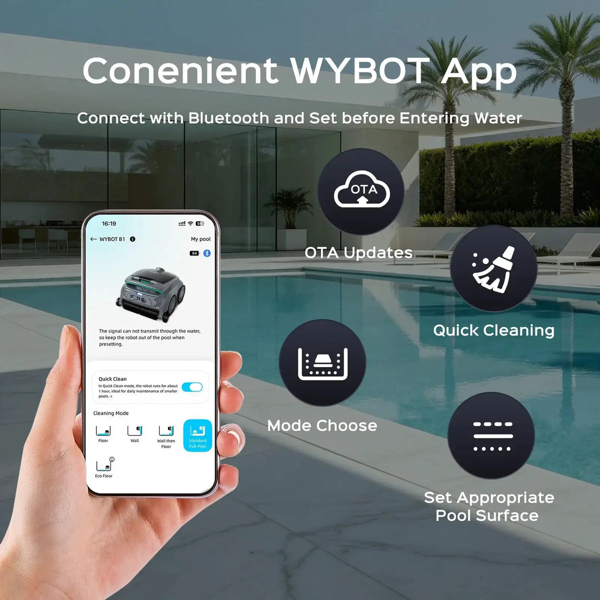 WYBOT B1 Cordless Robotic Pool Cleaner by WYBOT