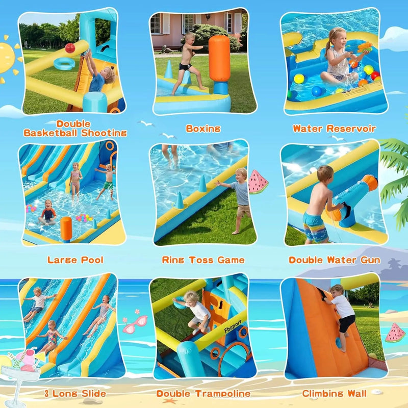 10-in-1 Inflatable Water Slide Bounce House With Blower (SAK26370) by SAKSBY WHOLESALE