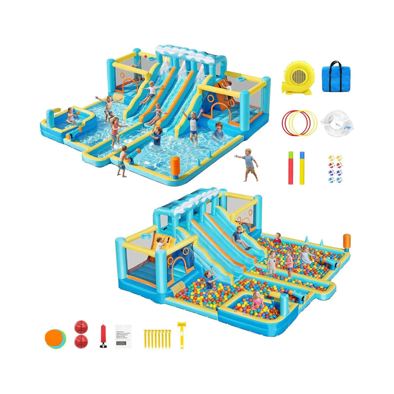 10-in-1 Inflatable Water Slide Bounce House With Blower (SAK26370) by SAKSBY WHOLESALE