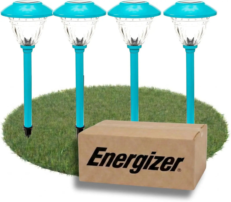 10 Pack Solar Pathway LED Lights Outdoor-Stainless Steel ( Turquoise ) by Outdoor Solar Outlet