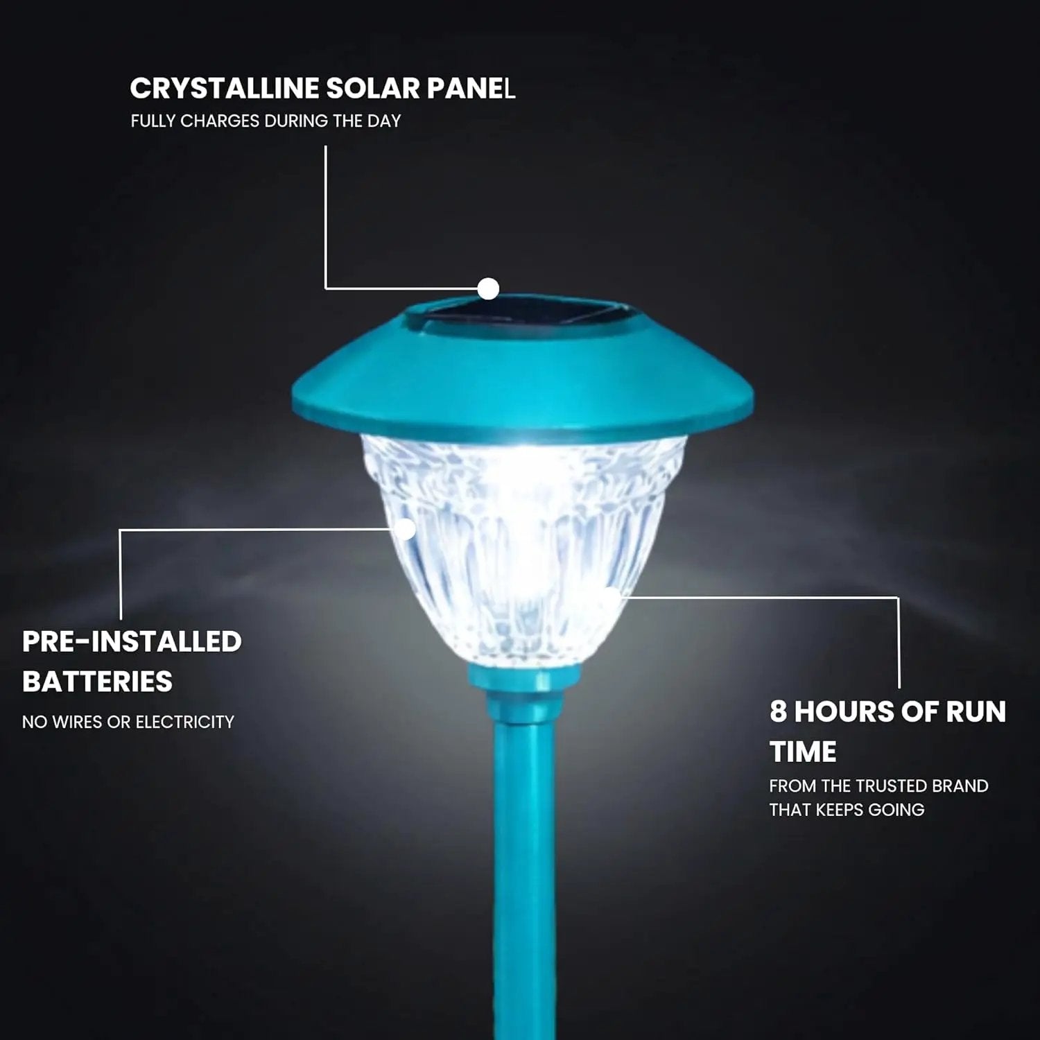 10 Pack Solar Pathway LED Lights Outdoor-Stainless Steel ( Turquoise ) by Outdoor Solar Outlet