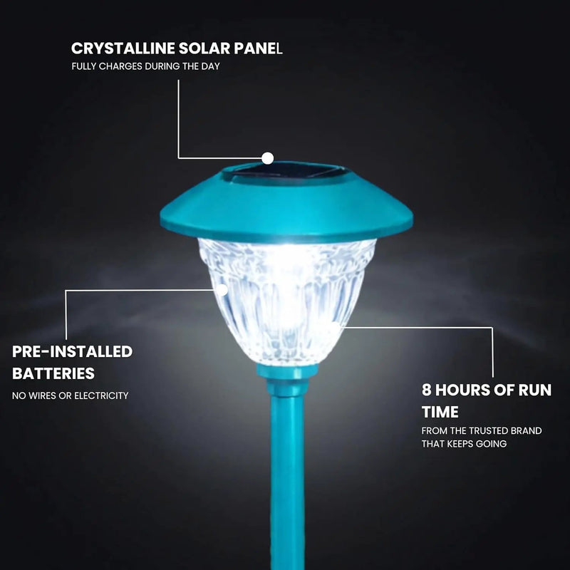 10 Pack Solar Pathway LED Lights Outdoor-Stainless Steel ( Turquoise ) by Outdoor Solar Outlet
