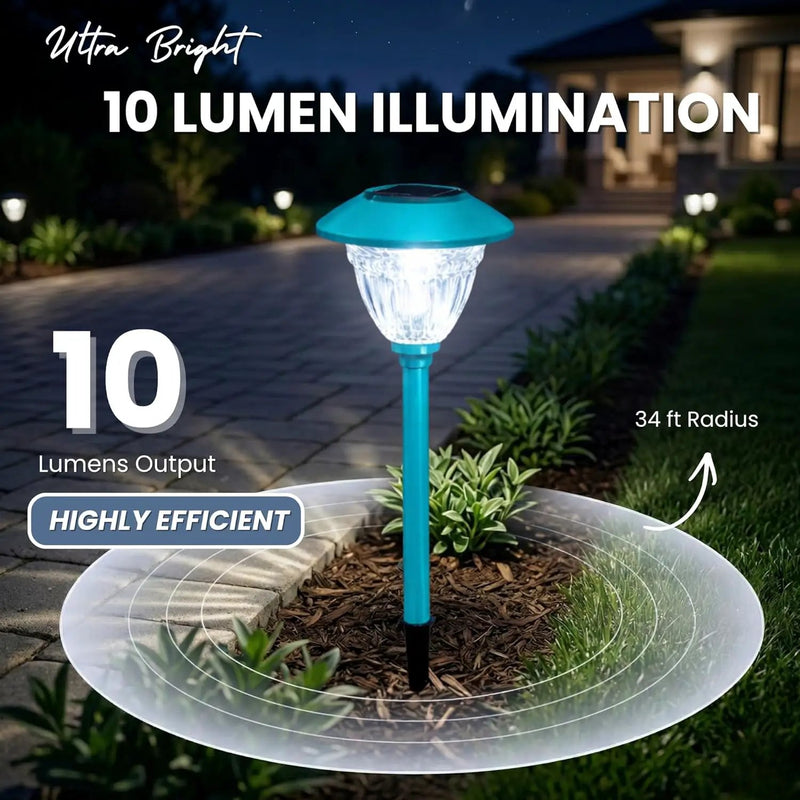 10 Pack Solar Pathway LED Lights Outdoor-Stainless Steel ( Turquoise ) by Outdoor Solar Outlet