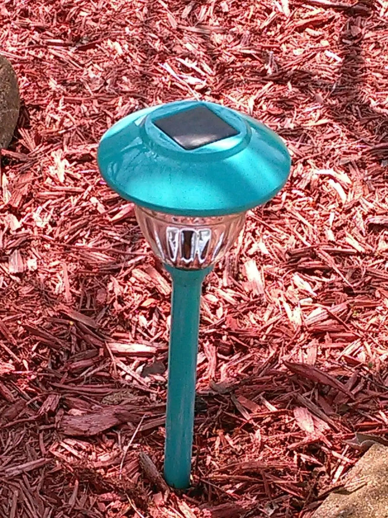10 Pack Solar Pathway LED Lights Outdoor-Stainless Steel ( Turquoise ) by Outdoor Solar Outlet