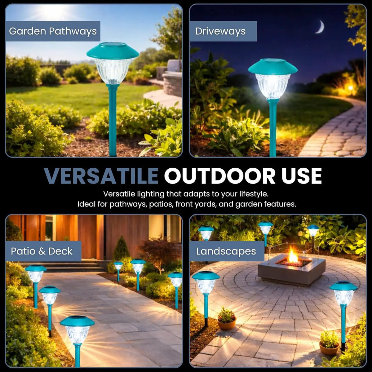 10 Pack Solar Pathway LED Lights Outdoor-Stainless Steel ( Turquoise ) by Outdoor Solar Outlet