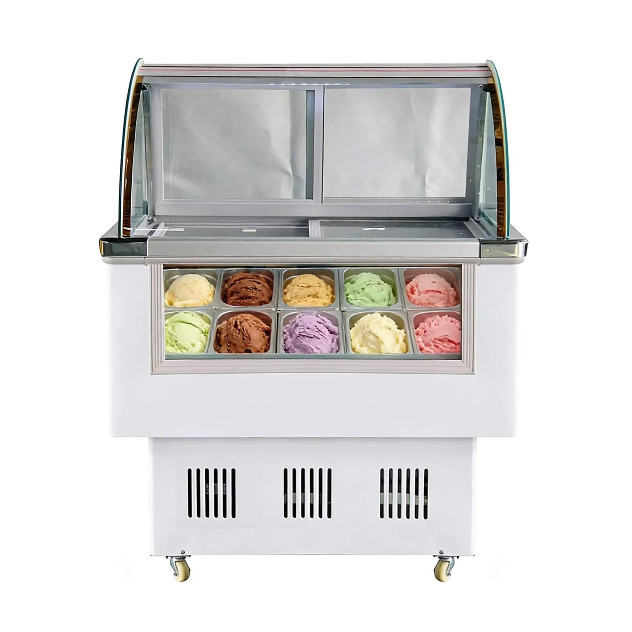 10-Pan 220V Commercial Gelato Display Freezer With LED Lighting (SAK59302) by SAKSBY WHOLESALE