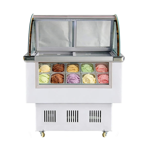 10-Pan 220V Commercial Gelato Display Freezer With LED Lighting (SAK59302)