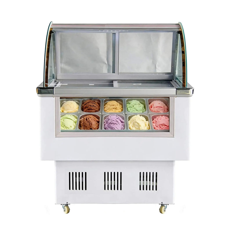 10-Pan 220V Commercial Gelato Display Freezer With LED Lighting (SAK59302) by SAKSBY WHOLESALE