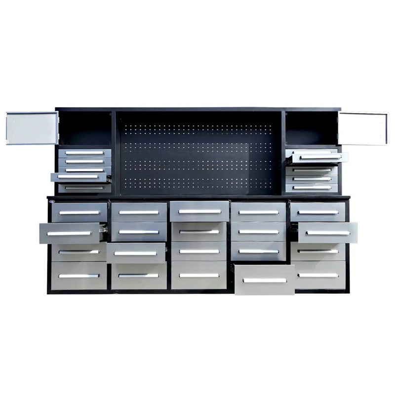 10ft Workbench Cabinet(30 Drawers, 2 Cabinets & 1 Pegboard) by Chery Industrial