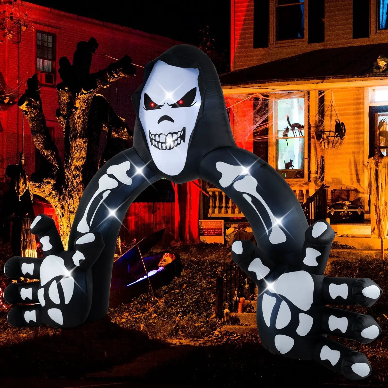 Halloween Inflatable Grim Reaper Archway with Stakes and Water Bags by DirectDeals