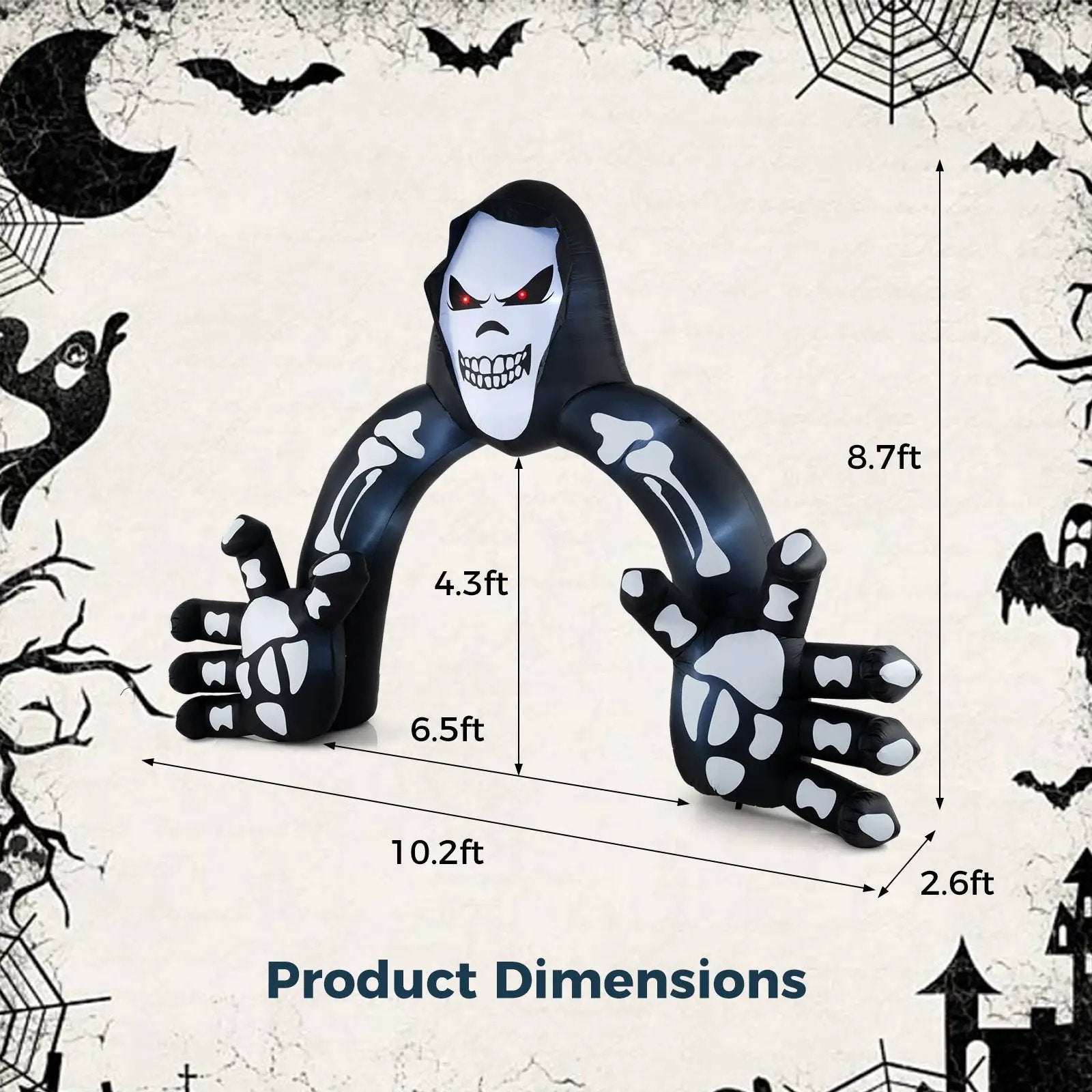 Halloween Inflatable Grim Reaper Archway with Stakes and Water Bags by DirectDeals