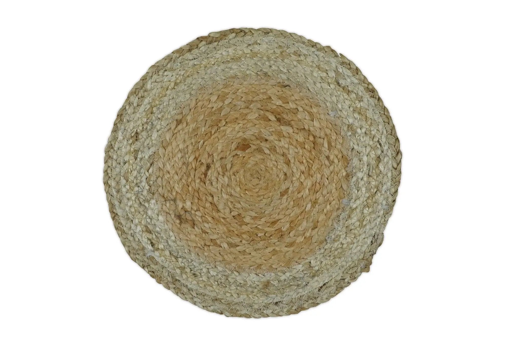100% ALL NATURAL FIBER HAND BRAIDED BOHO WHITE ROUND JUTE RUG | JR4 by The Rug Decor