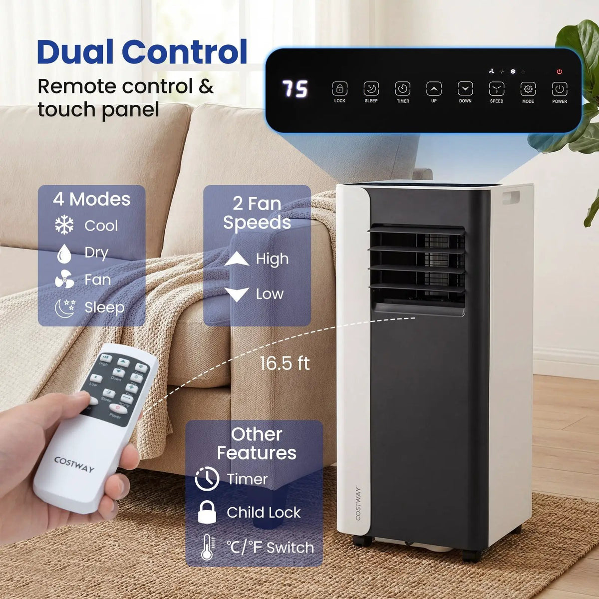 10000 BTU 3 in 1 Portable Air Conditioner with Fan and Dehumidifier Model by DirectDeals