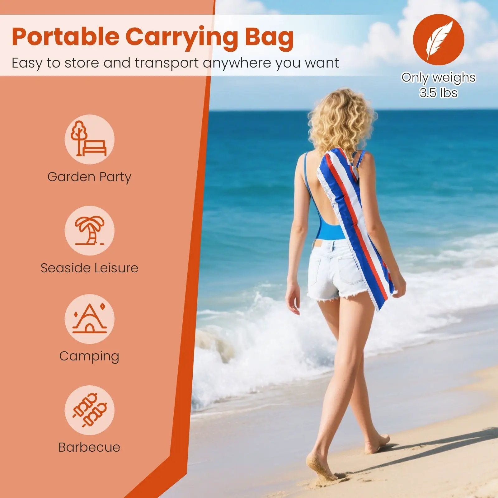 6.5 Feet Beach Umbrella with UPF50+ Sun Protection and Push Button Tilt-Colorful by DirectDeals