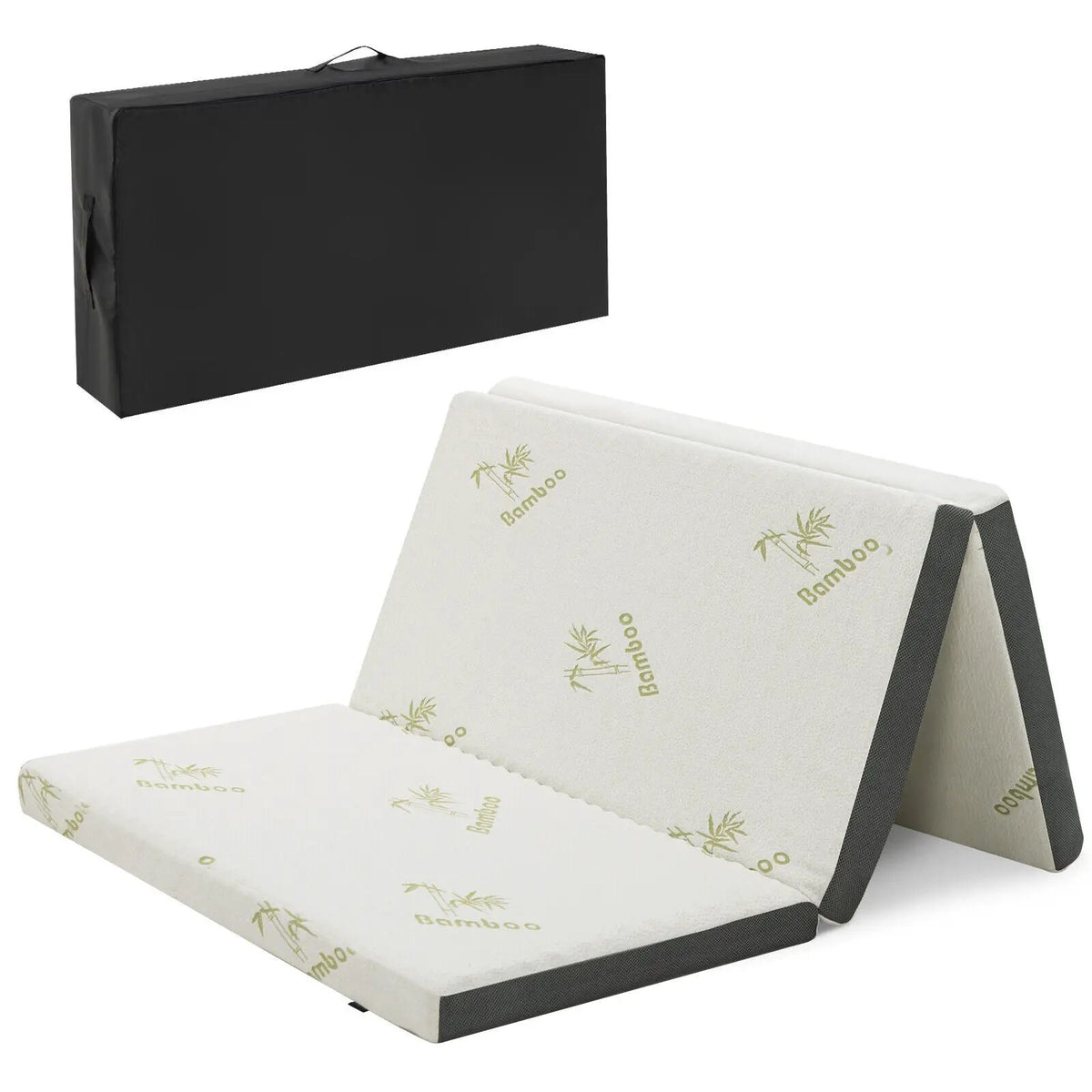 Portable Tri-fold Memory Foam Floor Mattress Topper Portable with Carrying Bag by DirectDeals