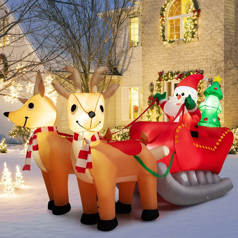 7.2 Feet Long Christmas Inflatable Santa Rides Sled with LED Lights by DirectDeals