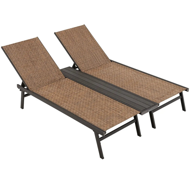 2-Person Patio Chaise Lounge with Middle Panel-Brown by DirectDeals